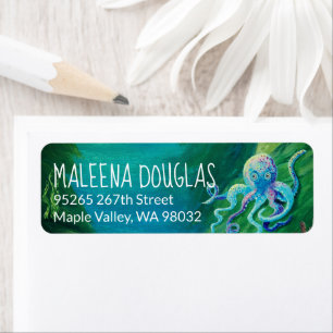 Etiqueta de Endereço de Retorno de Octopus Azul e