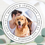Etiqueta de Endereço de Retorno de Pet Dog de Foto<br><div class="desc">Adicione o toque final aos seus convites de casamento com estas fotos personalizadas e etiquetas de endereço personalizadas. Personalize com sua foto, nomes e endereço favoritos. Estas etiquetas de endereço simples podem ser utilizadas em qualquer e em todas as ocasiões. COPYRIGHT © 2020 Judy Burrows, Black Dog Art - Todos...</div>