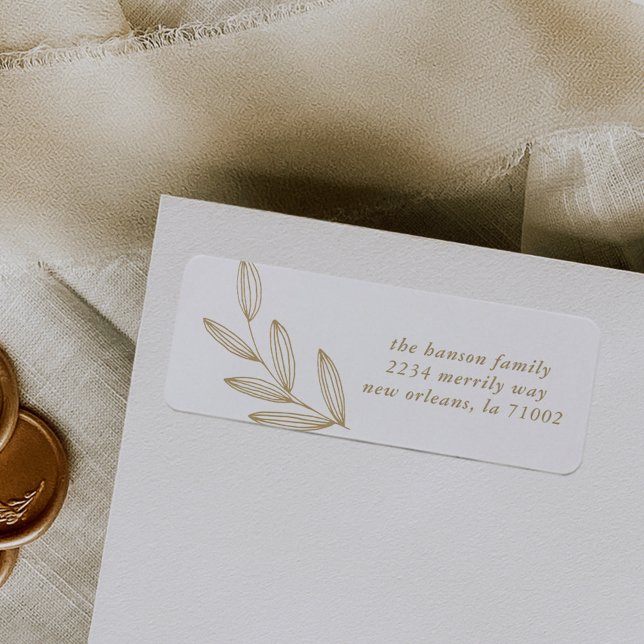 Etiqueta de Endereço de Retorno de Projeção de our (Hand-drawn sprout botanical white and golden return address label.)