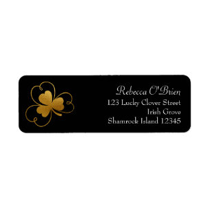 Etiqueta de Endereço de Retorno de Shamrock Preto