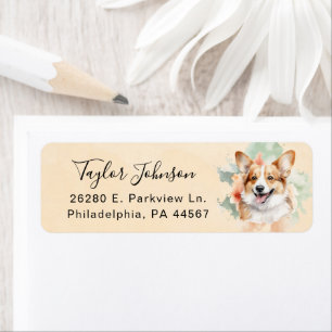 Etiqueta de Endereço de Retorno do Cão Corgi Galês
