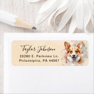 Etiqueta de Endereço de Retorno do Cão Corgi Galês