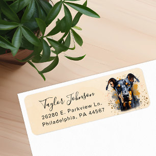 Etiqueta de Endereço de Retorno do Doberman Pinsch