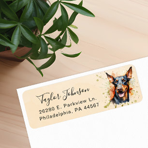 Etiqueta de Endereço de Retorno do Doberman Pinsch
