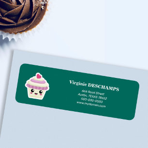 Etiqueta de Endereço de Retorno do Kawaii do cupca