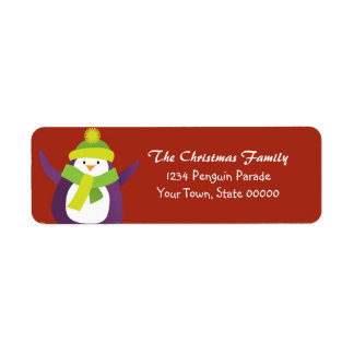 Etiqueta de Endereço de Retorno do Pinguim Natal
