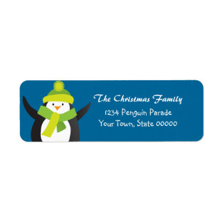 Etiqueta de Endereço de Retorno do Pinguim Natal
