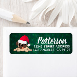 Etiqueta de Endereço de Retorno do Pug de Natal