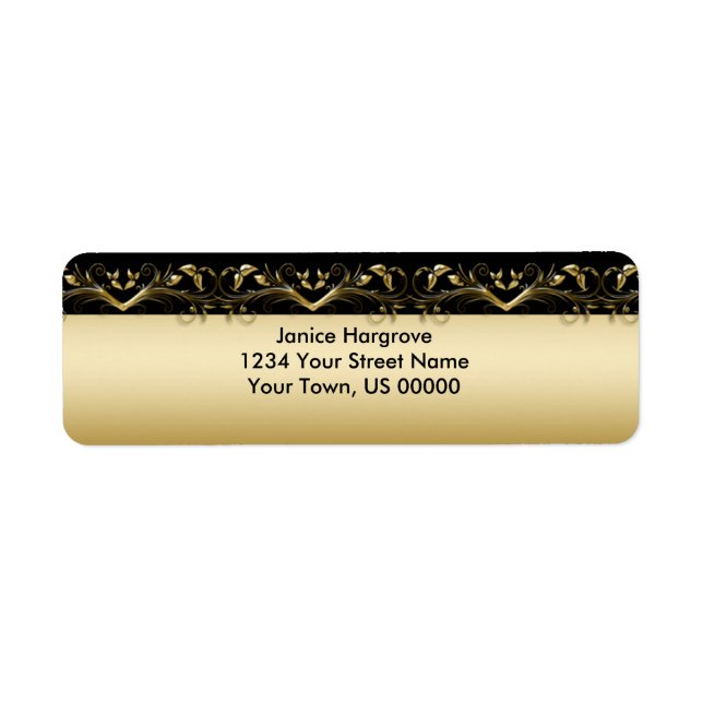 Etiqueta de Endereço de Retorno Dourado e Preto da (Frente)