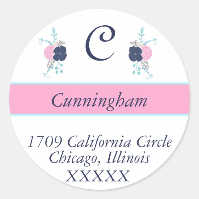 Etiqueta de endereço de retorno flexível rosa, Mar (Frente)