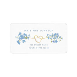 Etiqueta de Endereço de Retorno Floral Azul Dusty