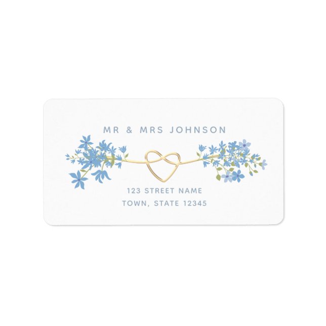 Etiqueta de Endereço de Retorno Floral Azul Dusty (Frente)