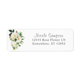 Etiqueta de Endereço de Retorno Floral Branco & Fo