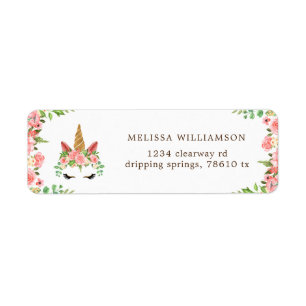 etiqueta de endereço de retorno floral com blush u