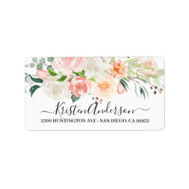Etiqueta de Endereço de Retorno Floral Rosa Água-m