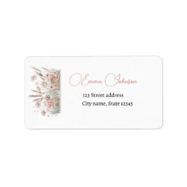 Etiqueta de Endereço de Retorno Floral Rosa Boho W