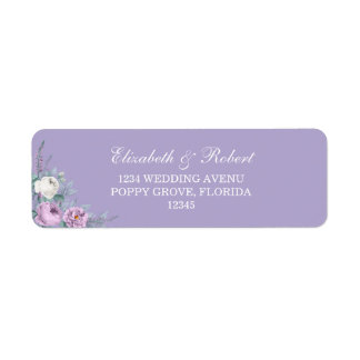 Etiqueta de Endereço de Retorno Floral Roxo Lavand