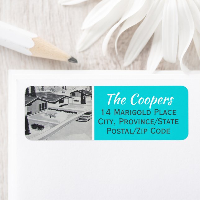 Etiqueta de Endereço de Retorno Moderno do meio sé (Insitu)