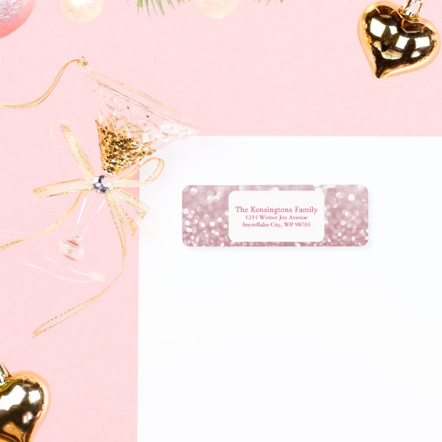 Etiqueta de Endereço de Retorno Personalizado Rosa (Pink Sparkle Personalized Return Address Label)
