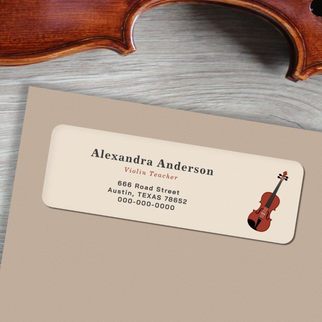 Etiqueta de Endereço de Retorno Violino (Violin Return Address Label Sticker)