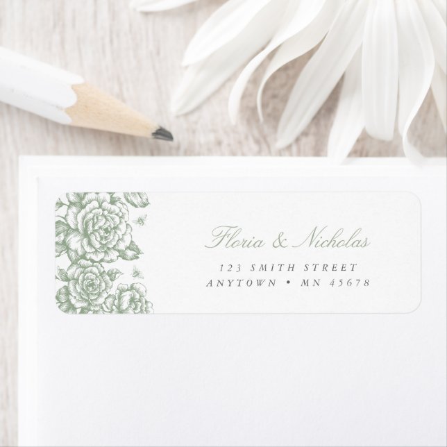 Etiqueta de Endereço de Toile Verde Salvia Chinois (Insitu)