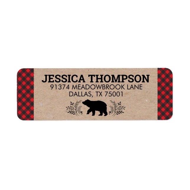 Etiqueta de Endereço de Xadrez Kraft do Urso Lumbe (Frente)