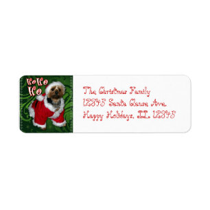 Etiqueta de endereço de Yorkie do papai noel