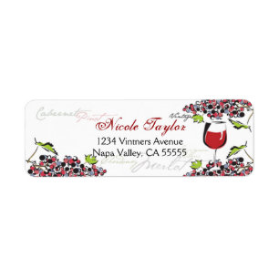 Etiqueta de endereço do amante de vinho - pequena