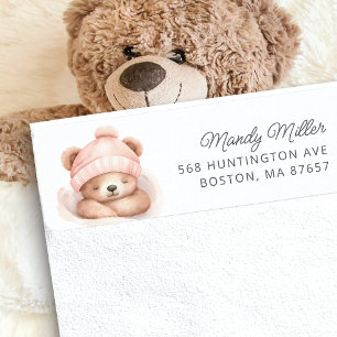 Etiqueta de Endereço do Chá de fraldas do Urso de 