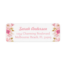 Etiqueta de Endereço do Chá de fraldas Floral Rosa