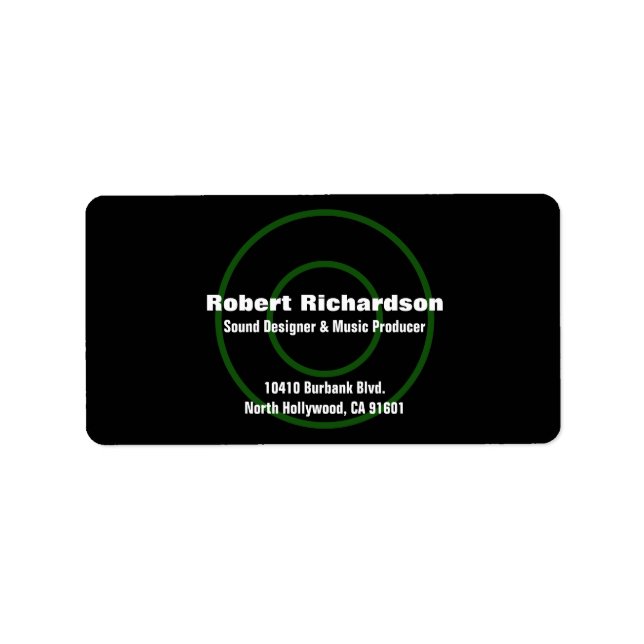 Etiqueta de Endereço do Designer de Som (Frente)