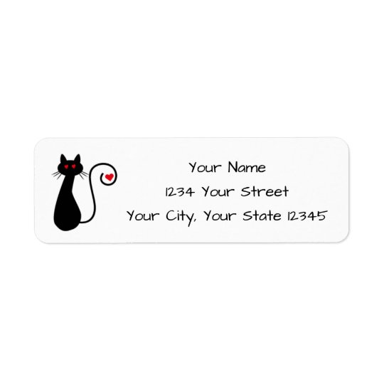Etiqueta de endereço do gato do amor