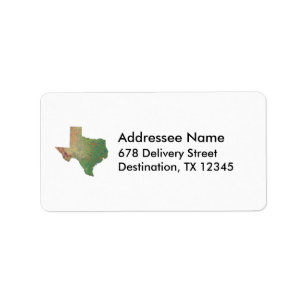 Etiqueta de endereço do mapa de Texas