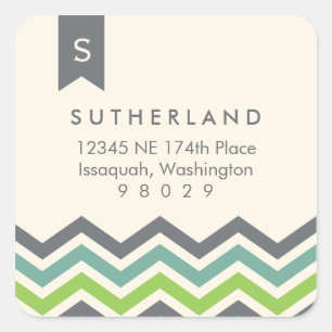 Etiqueta de endereço do monograma da bandeira de