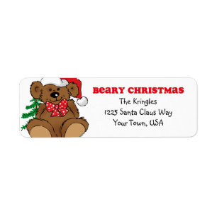 Etiqueta de endereço do Natal de Beary