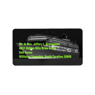 Etiqueta de endereço do navio de cruzeiros