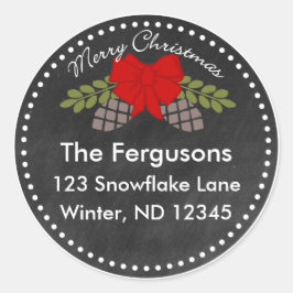 Etiqueta de Endereço do Pine de Quadro de Natal