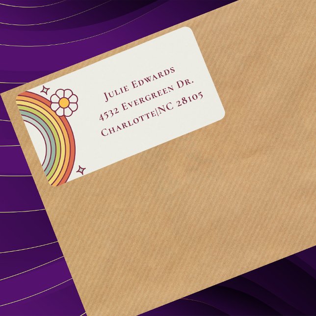 Etiqueta de Endereço do Rainbow Boho Retro Waterco (Criador carregado)