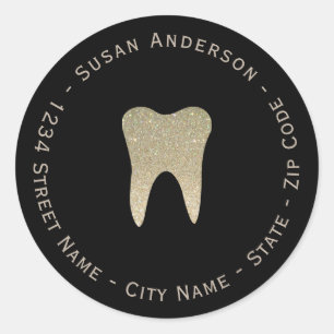 Etiqueta de endereço do remetente dental circular