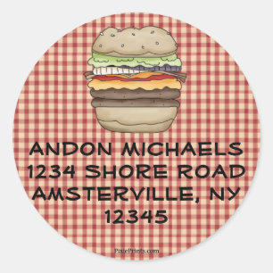 Etiqueta de endereço do remetente do hamburguer