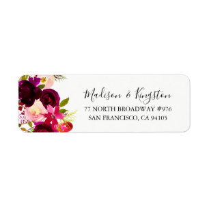 Etiqueta de endereço do remetente floral de