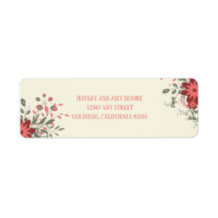 Etiqueta de endereço do remetente floral elegante