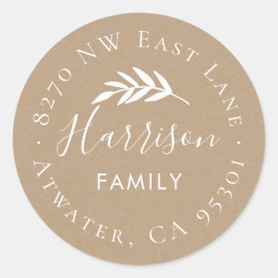 Etiqueta de endereço do remetente redonda do ramo