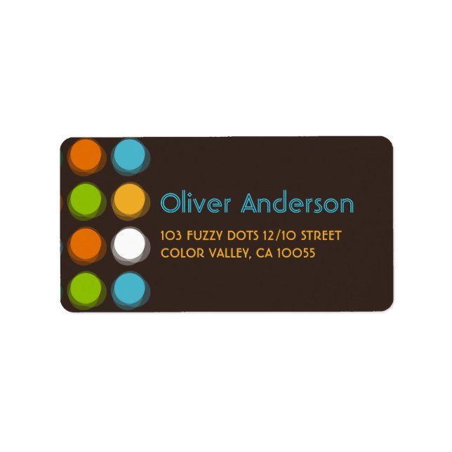 Etiqueta de Endereço do Retro-Party com Pontos de  (Frente)