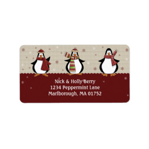 Etiqueta de endereço dos pinguins do feriado
