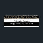 Etiqueta de Endereço Dourada Hollywood Black & Whi<br><div class="desc">Etiqueta de Endereço Dourada Hollywood Black & White Stripes. Coincide com itens na minha loja. Personalizar com qualquer texto.</div>