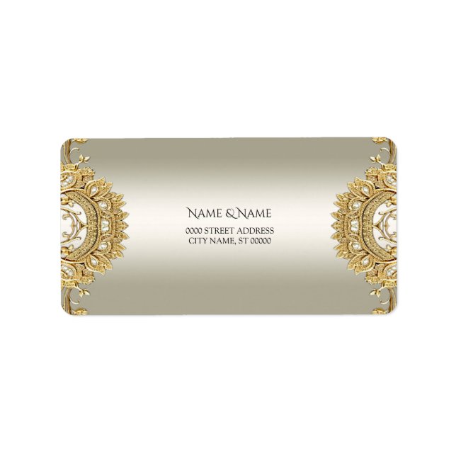 Etiqueta de Endereço Dourada Ornamentada (Frente)