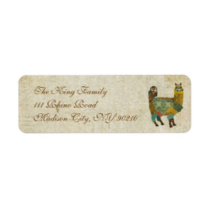 Etiqueta de endereço Dourado da coruja da alpaca