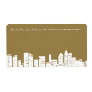 Etiqueta de Endereço Dourado de Winter New York