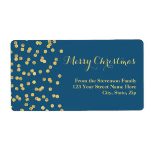 Etiqueta de endereço Dourado do Natal dos confete
